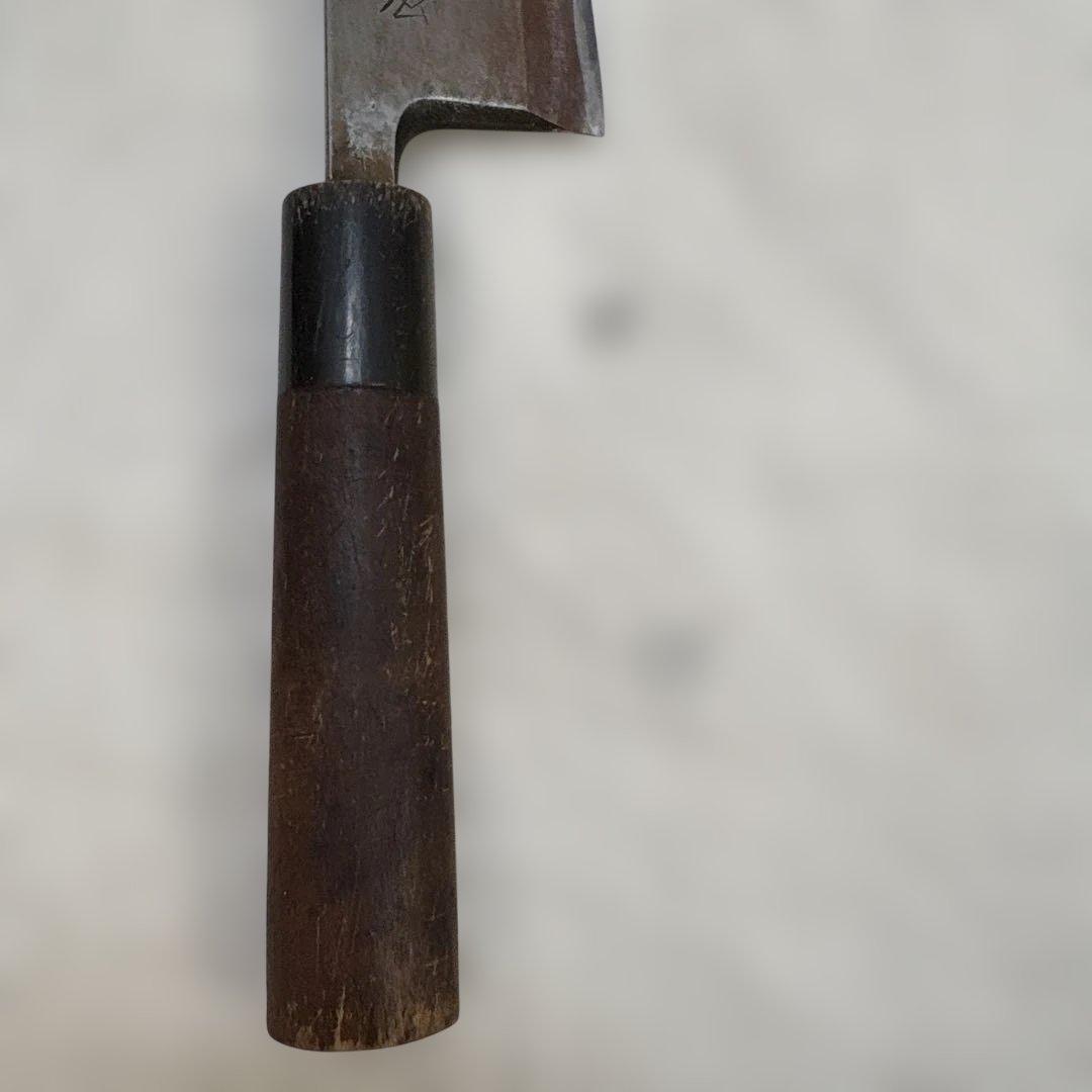 中古　研ぎ済み包丁3点　出刃包丁(木屋)、牛刀(かね惣)、刺身包丁(堺　重光)