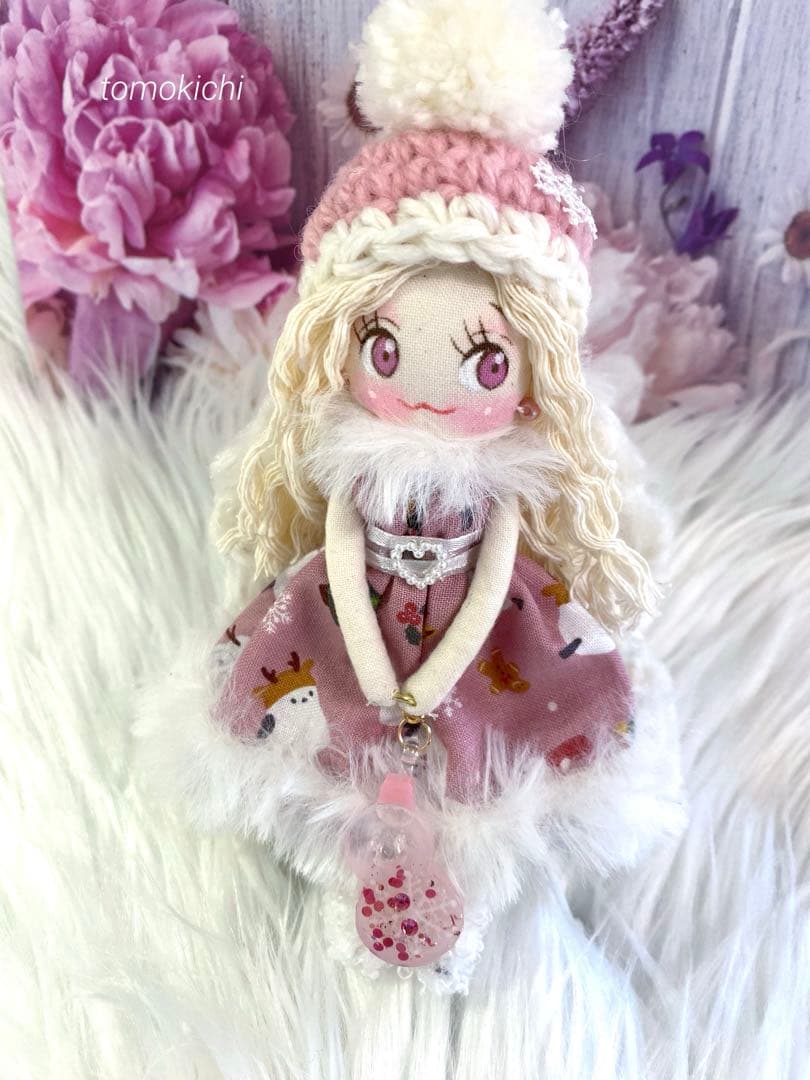 カレンさん専用　クマ耳クマさん柄　ドールチャーム　ハンドメイド　カントリードール