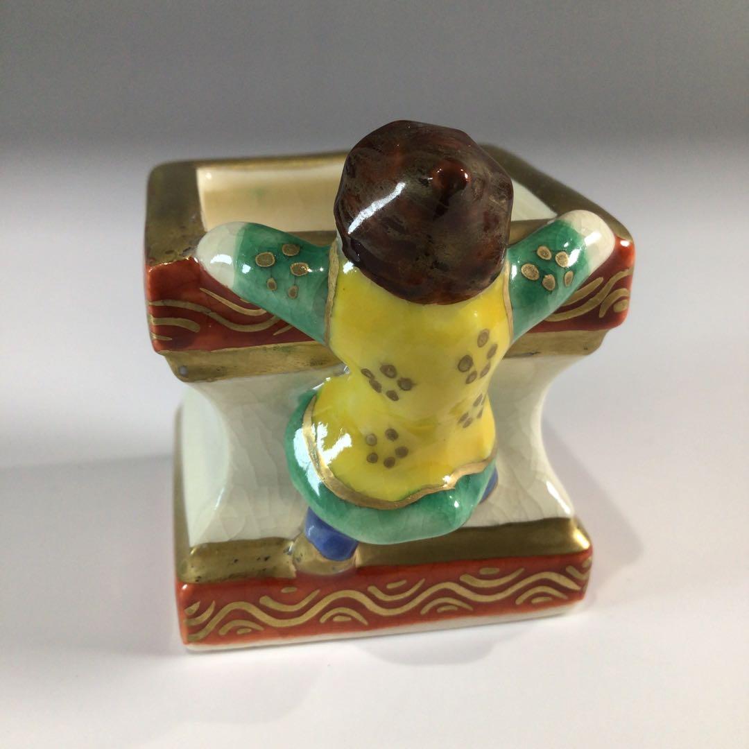 Ｐ４４２　七種蓋置　『鳴滝窯　橋本城岳造』『交趾釉』　共箱　茶道具