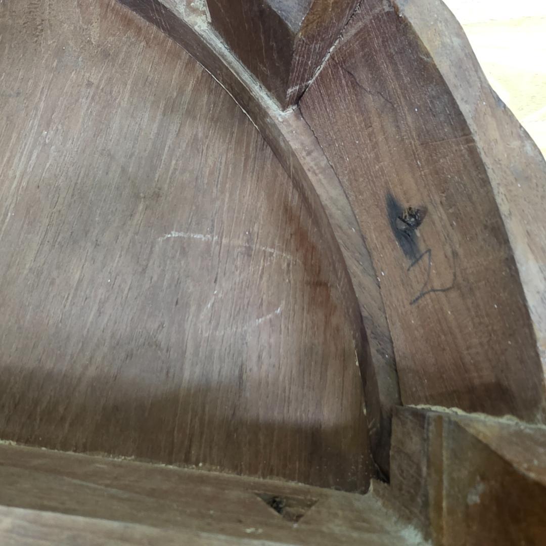 木製彫刻三角形座卓 コーナーテーブル サイドテーブル イス4脚