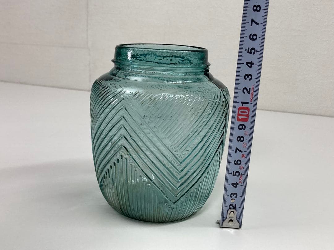 当時もの あめや瓶 縞模様 ガラス瓶 昭和初期