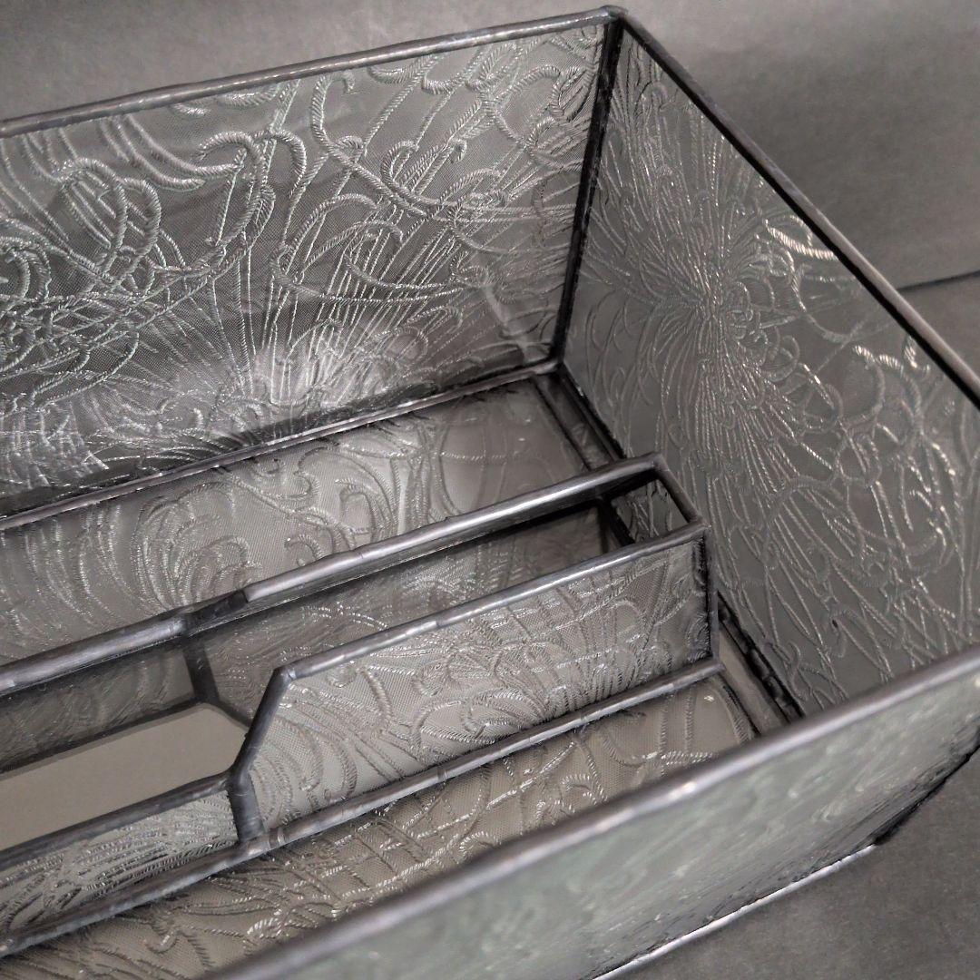 菊模様　レア　希少　ペーパータオルケース　ティッシュケース　昭和型板ガラス　昭和