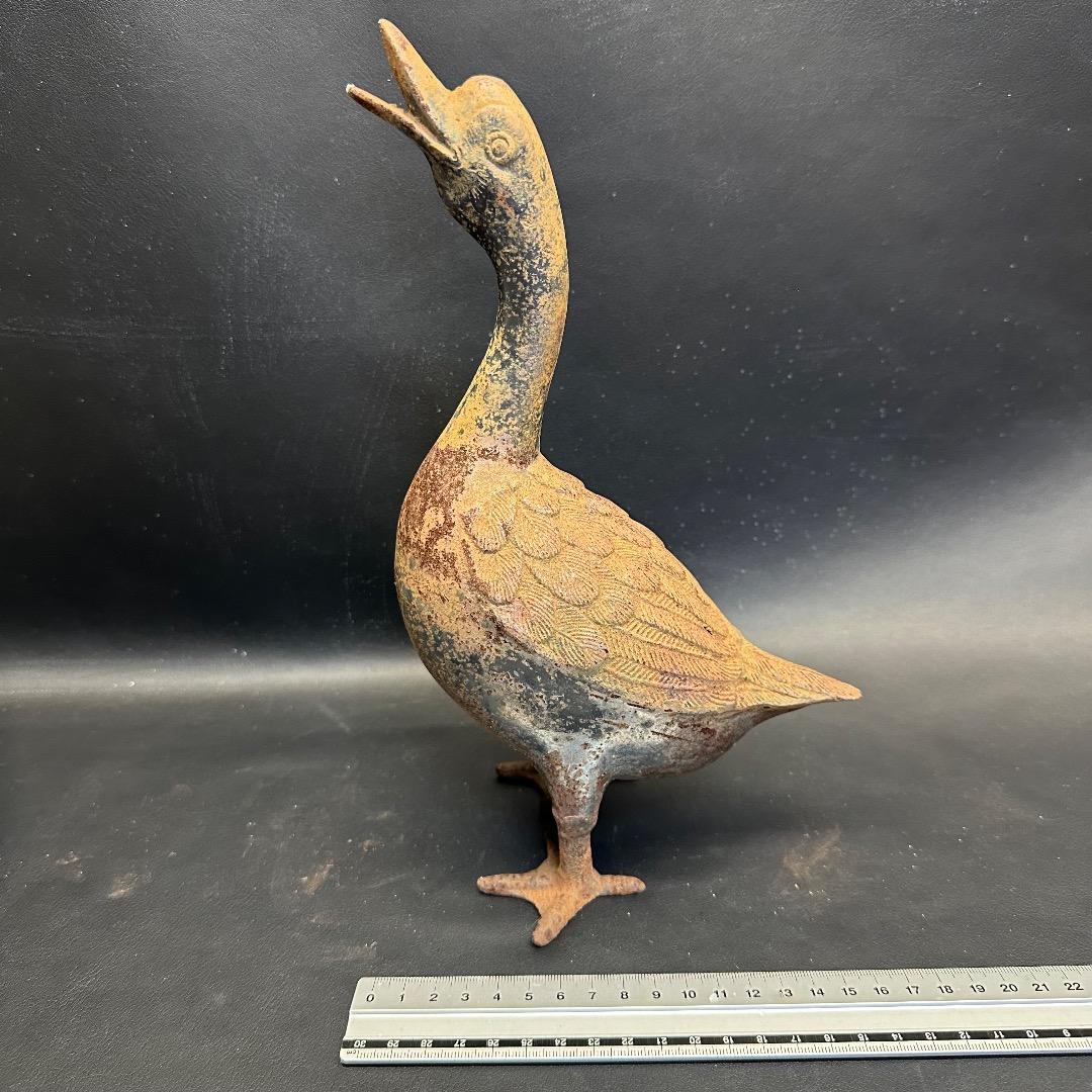 ♡※前Db1006 ヴィンテージ アイアンアヒル 置物 装飾品 2点セット