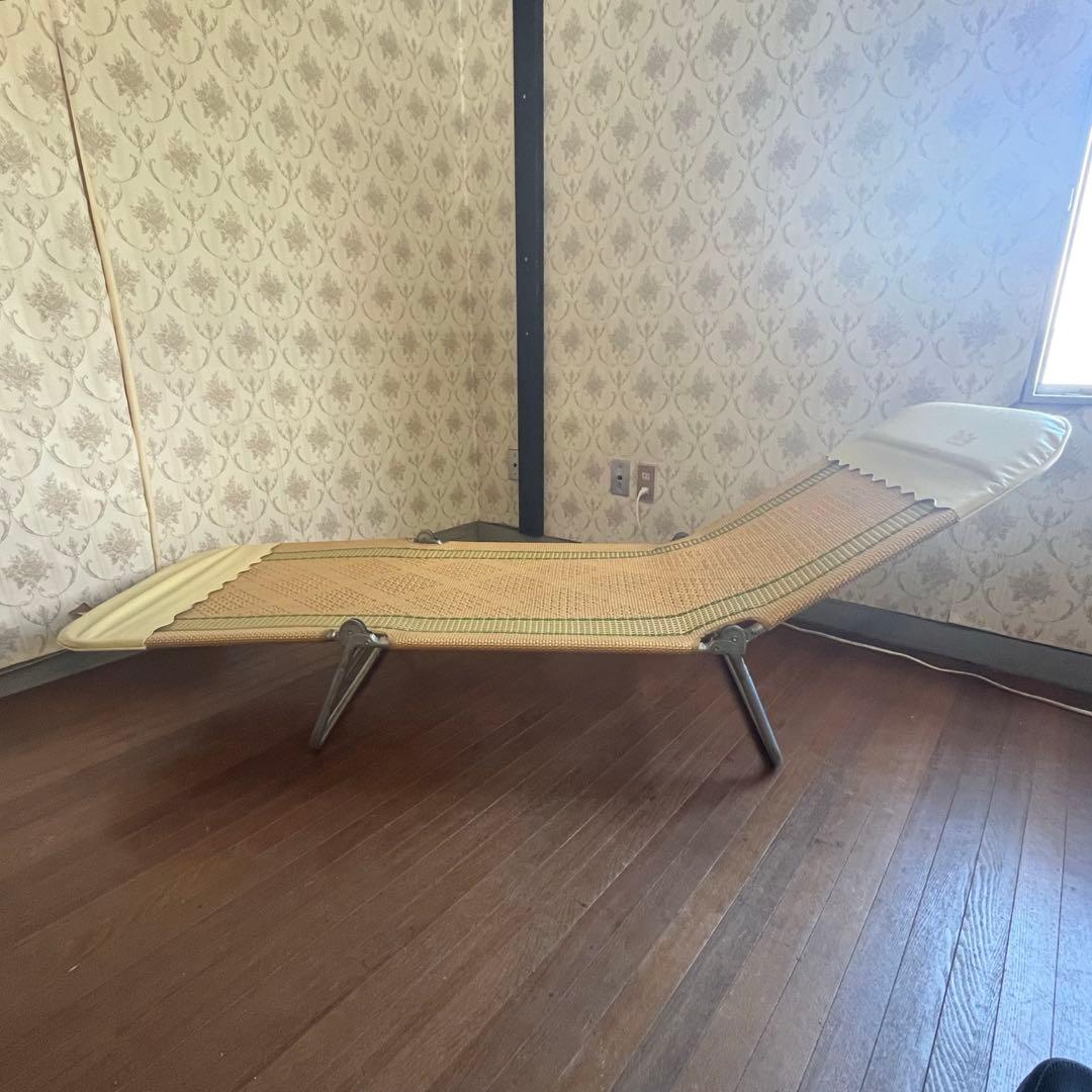 【アンティーク】昭和レトロ 籐 ラタンビーチチェア サマーベッド リクライニング