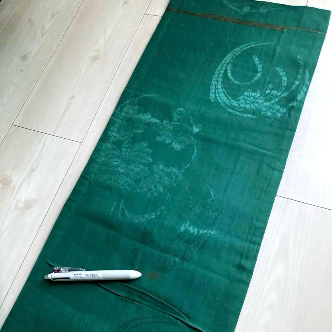 Okuta アンティーク名古屋帯　ターコイズ 刺繍の正絹　洒落帯　N25