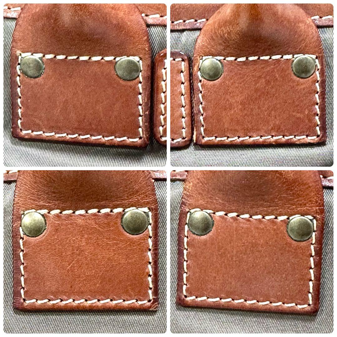 【大容量 A4 PC収納✨】フェリージ ヘルメットバック カーキ 本革 ビジネス