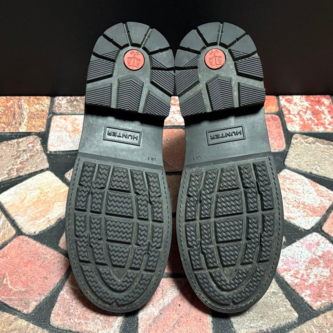 ほぼ新品 ハンター　ショートブーツ　厚底 レインブーツ　25cm ブラック　黒