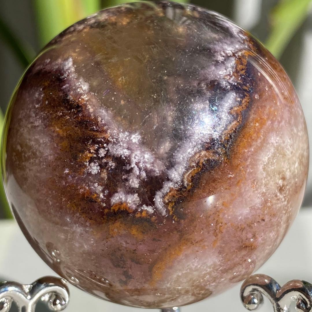 【 天然石　オーラライト 23 フローライト 共生 スフィア 丸玉 】