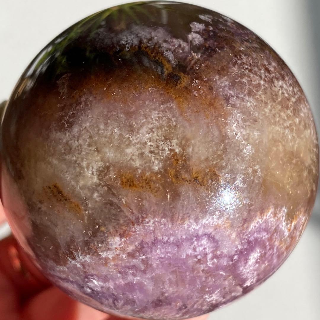 【 天然石　オーラライト 23 フローライト 共生 スフィア 丸玉 】