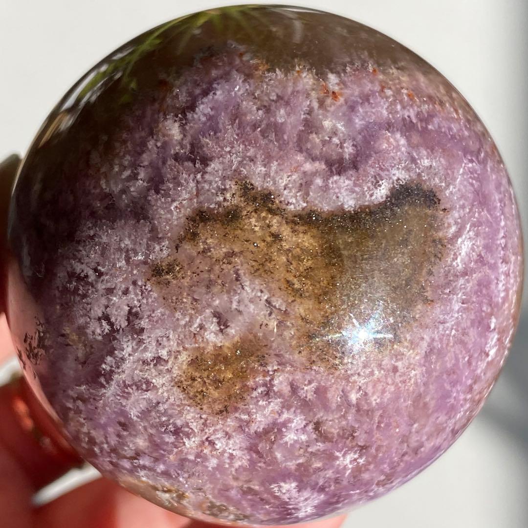 【 天然石　オーラライト 23 フローライト 共生 スフィア 丸玉 】