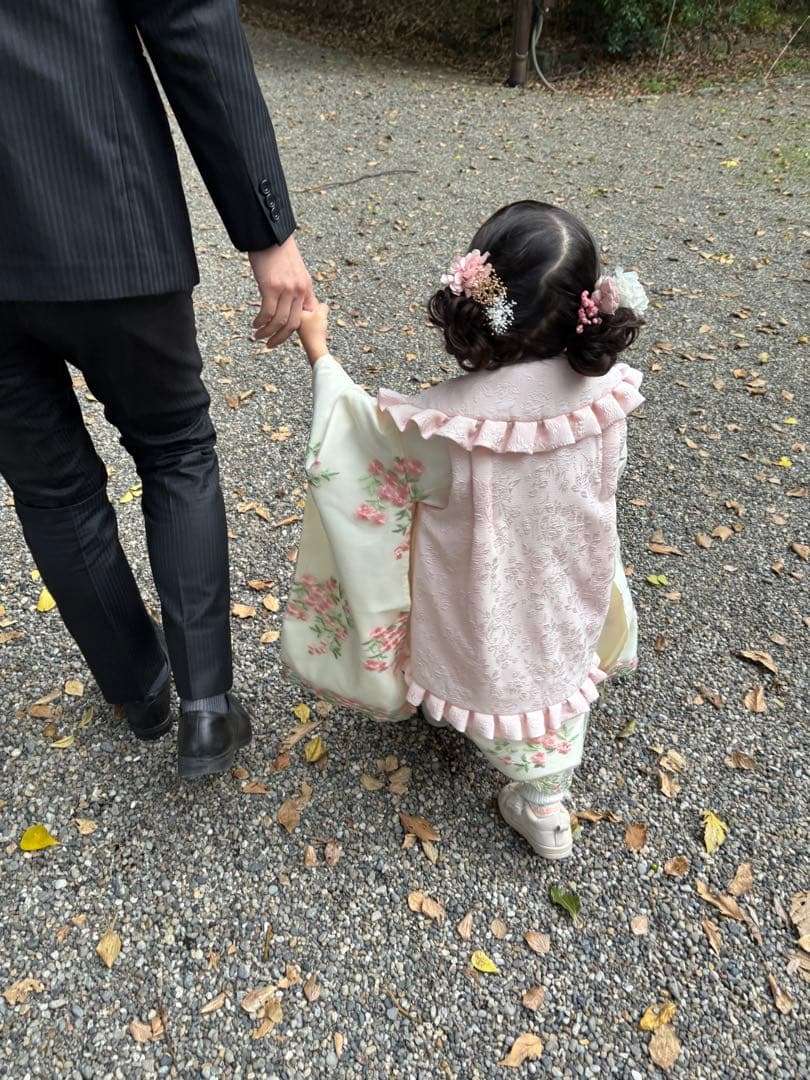 七五三　キャサリンコテージ　着物　桜色×ホワイト　100サイズ