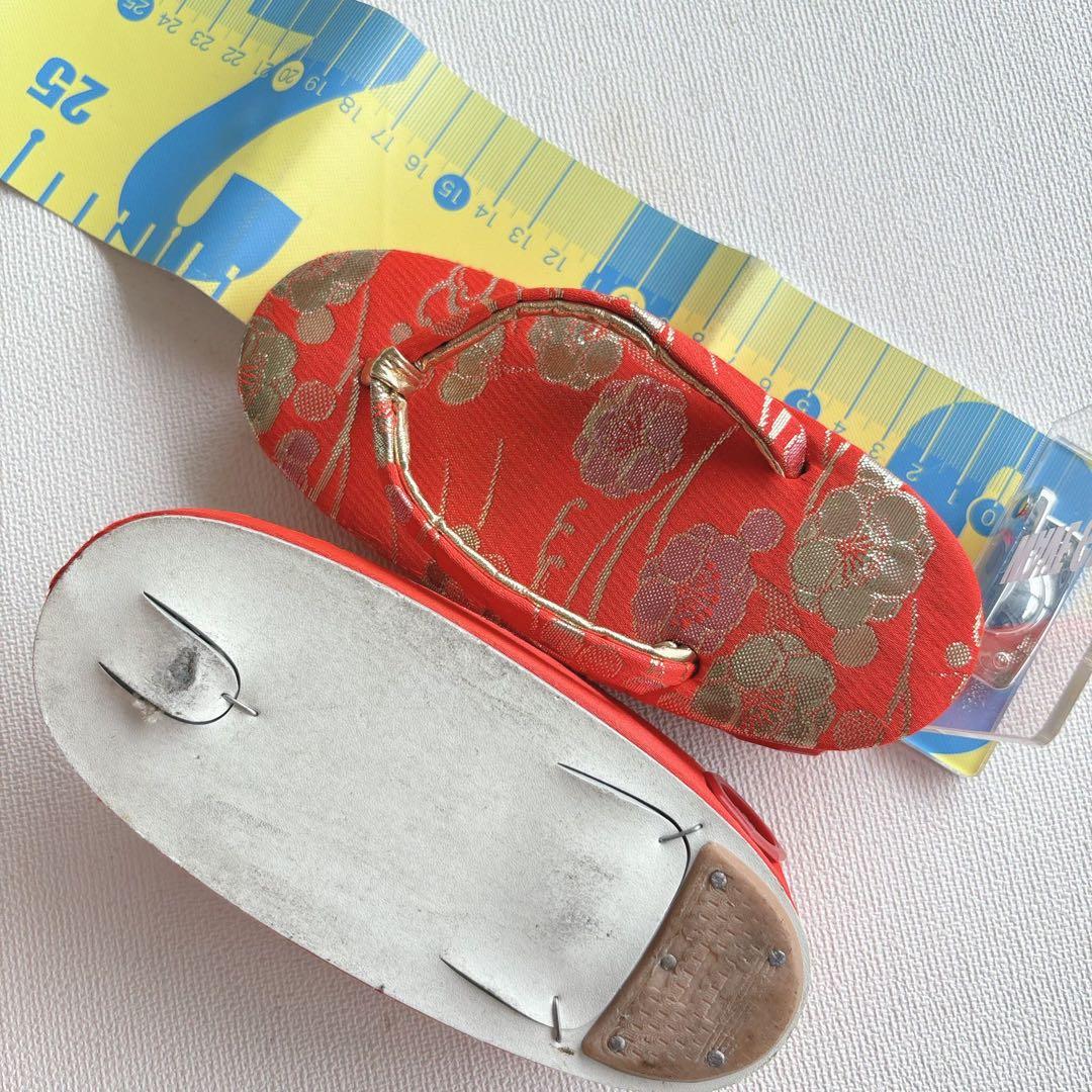 フルセット　七五三７歳女の子　赤黒地絹毬牡丹　新品袋帯緑地　簡単半襟　7126