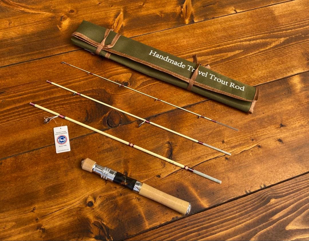 トラウトロッド　グラスロッド　ホワイト　銘木リールシート　渓流釣り　スピニング