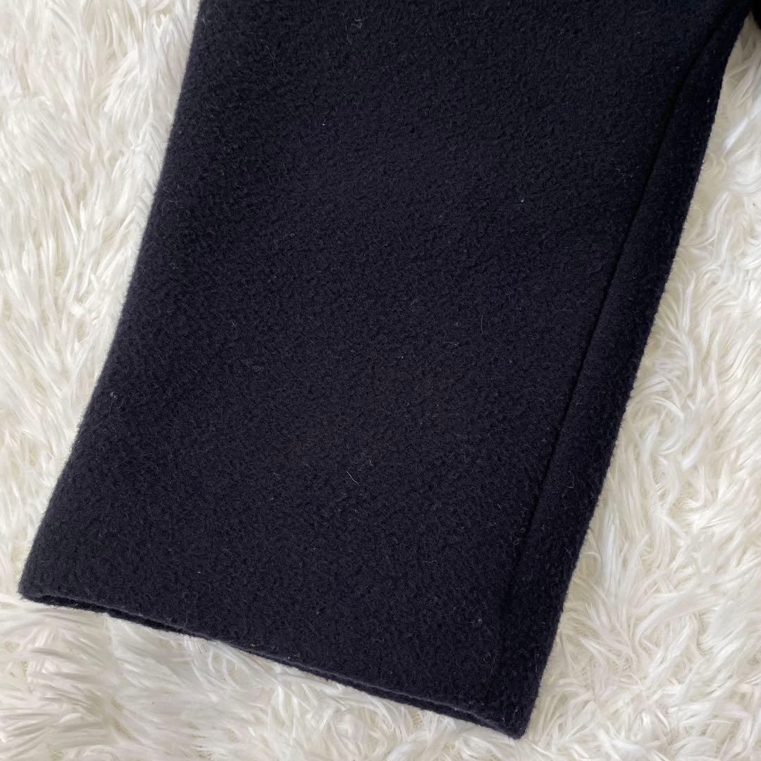 IENA ノーカラービーバーショートコート ネイビー 38