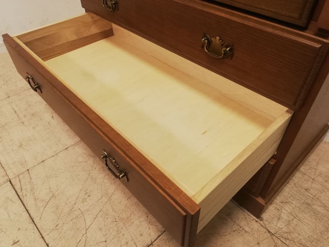 モデルルーム展示品　天然木楢材を使用したライティングビューローデスク 書斎机