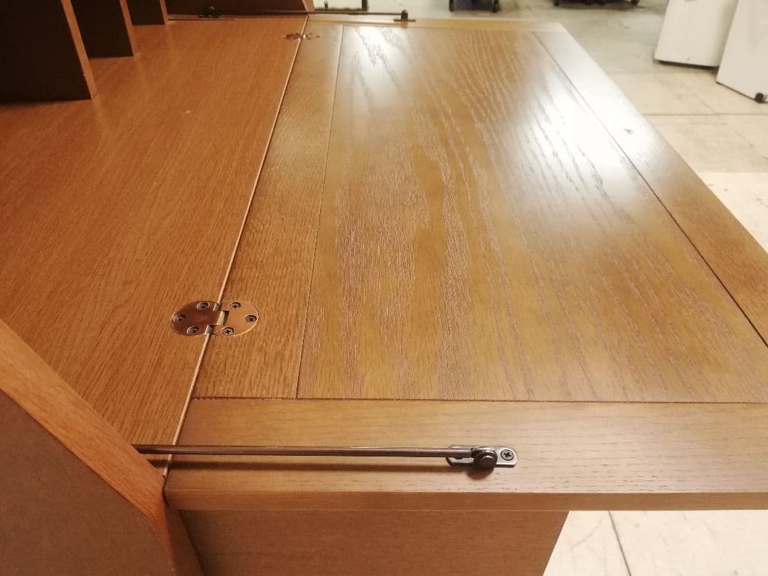 モデルルーム展示品　天然木楢材を使用したライティングビューローデスク 書斎机