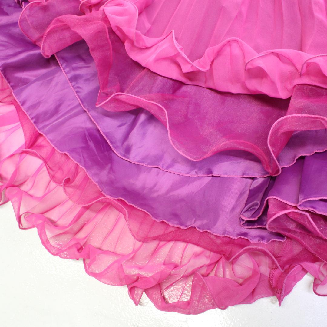 【美品 日本製社交ダンス衣装】上下セット スカート トップス sekine 紫