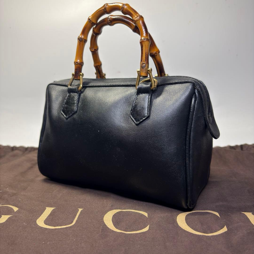 美品　グッチ バンブー 2WAY ミニ ボストンバッグ ヴィンテージ 黒　極小