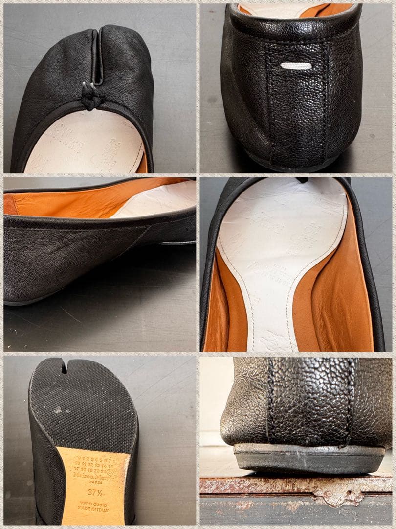 Maison Margiela Tabi バレエ ラムレザー ブラック 37.5