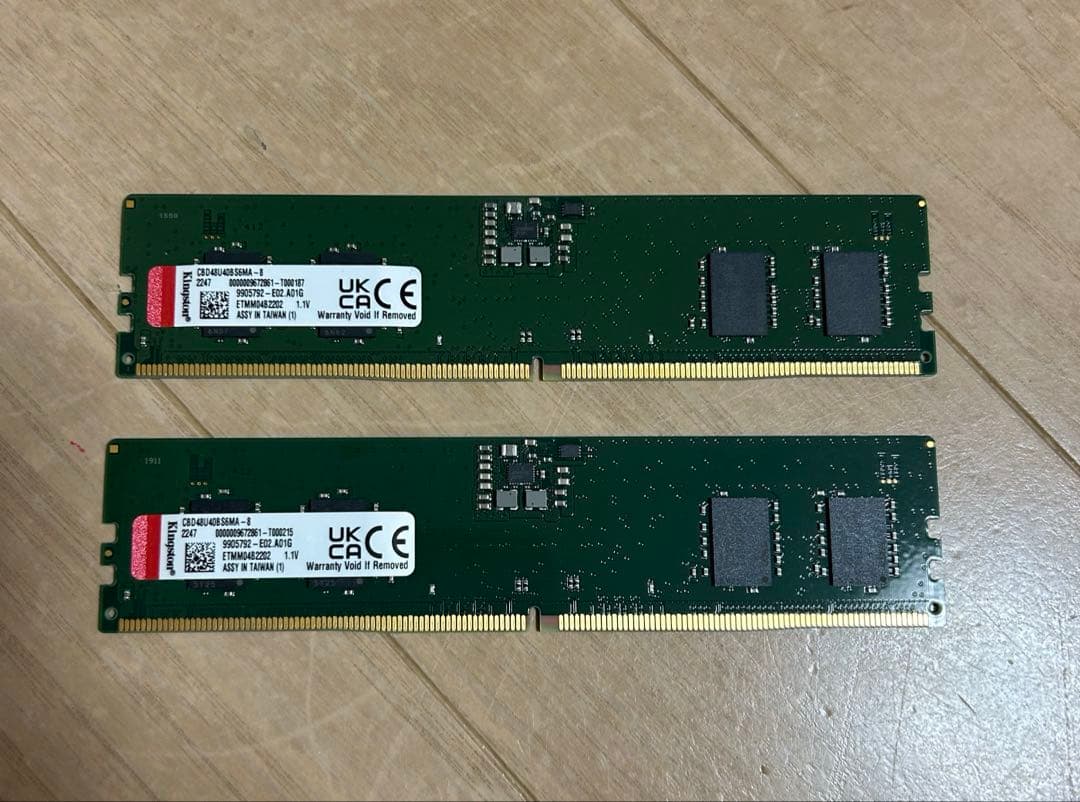 メモリ　DDR5-4800 16GB(8GB×２枚)
