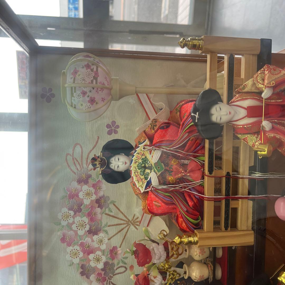 わかさや人形店閉店処分　全品9割引き雛人形 ガラスケース付き　オルゴール付き