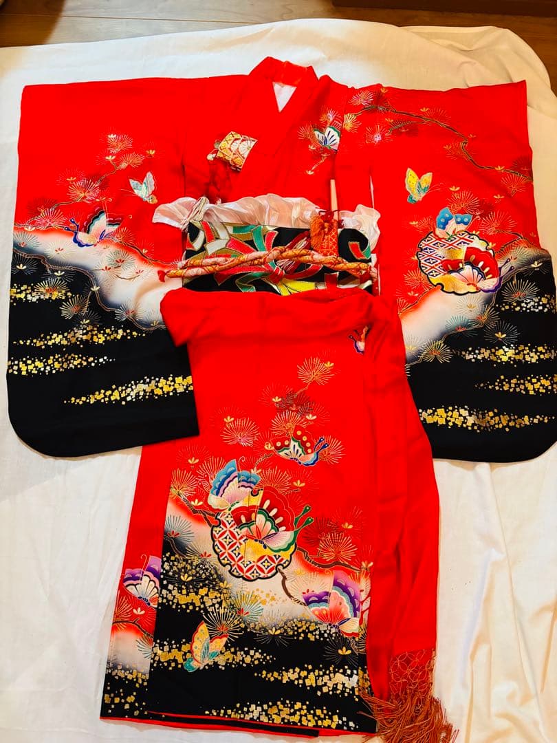 七五三用 赤色 着物 セット