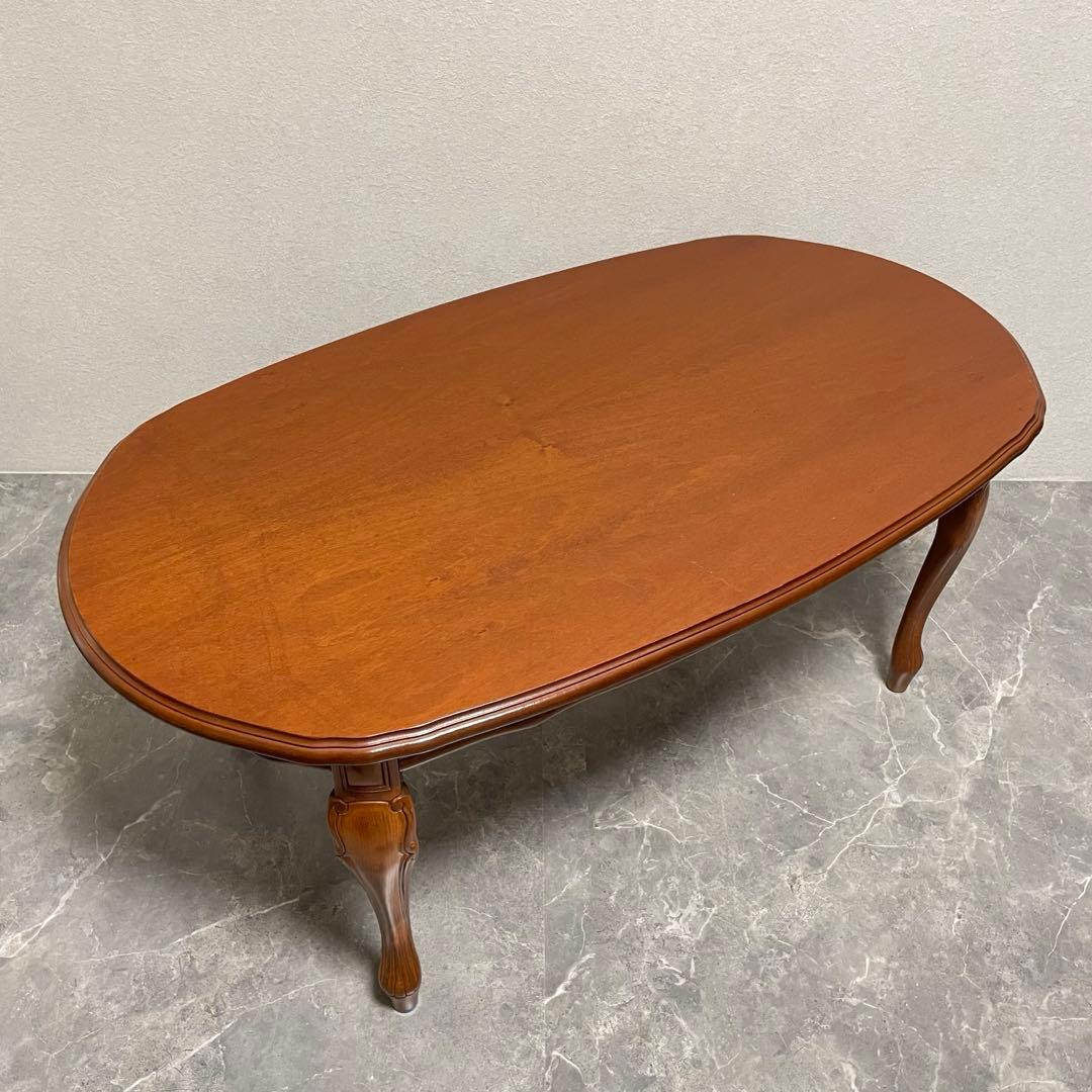 クラシカル　猫脚センターテーブル　 アンティークローテーブル オーバルテーブル