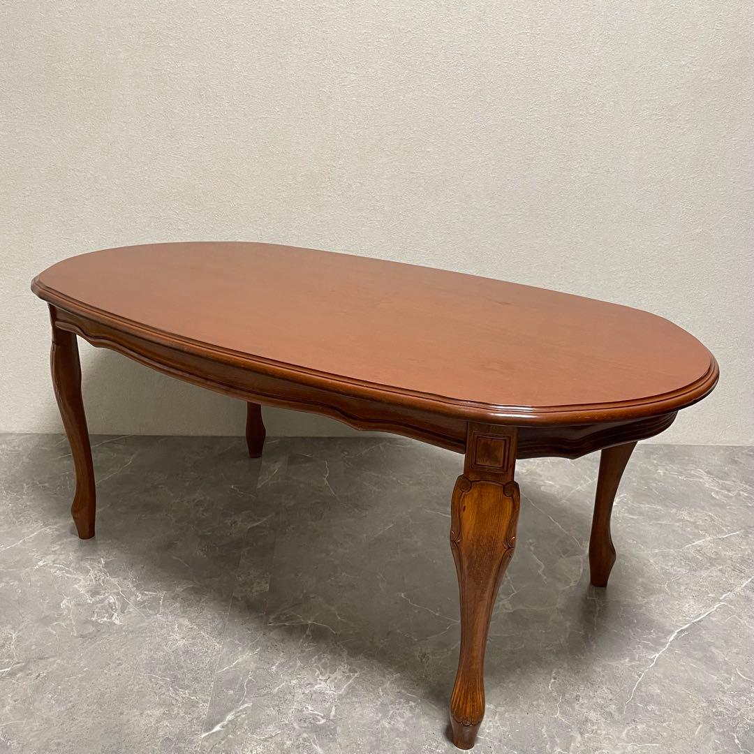 クラシカル　猫脚センターテーブル　 アンティークローテーブル オーバルテーブル