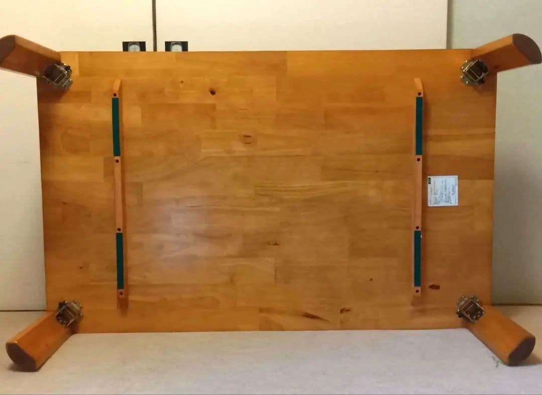 座卓120×75×高32cm折畳み　天然木ラッカー塗装ライトブラウン　使用2度