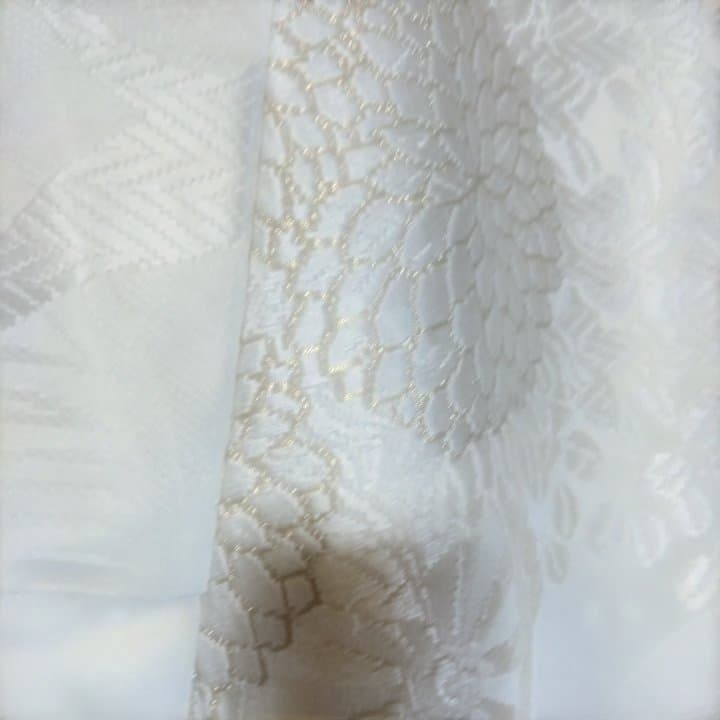 白無垢 緞子地 源氏車 鶴 扇子花々と草木K