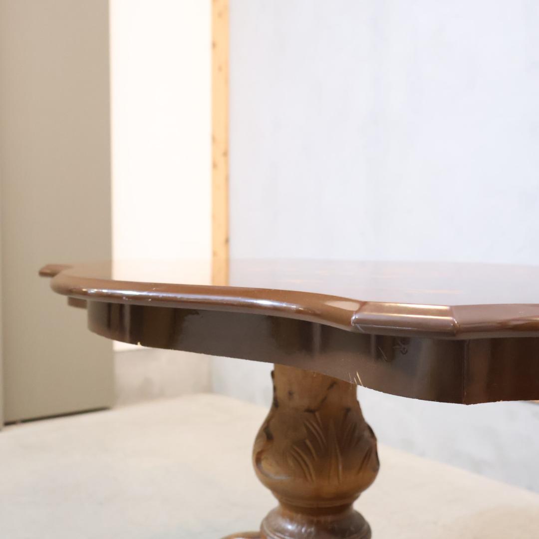 アンティーク調 カフェテーブル 円形 ロココ調 象嵌細工 エレガント 洋風