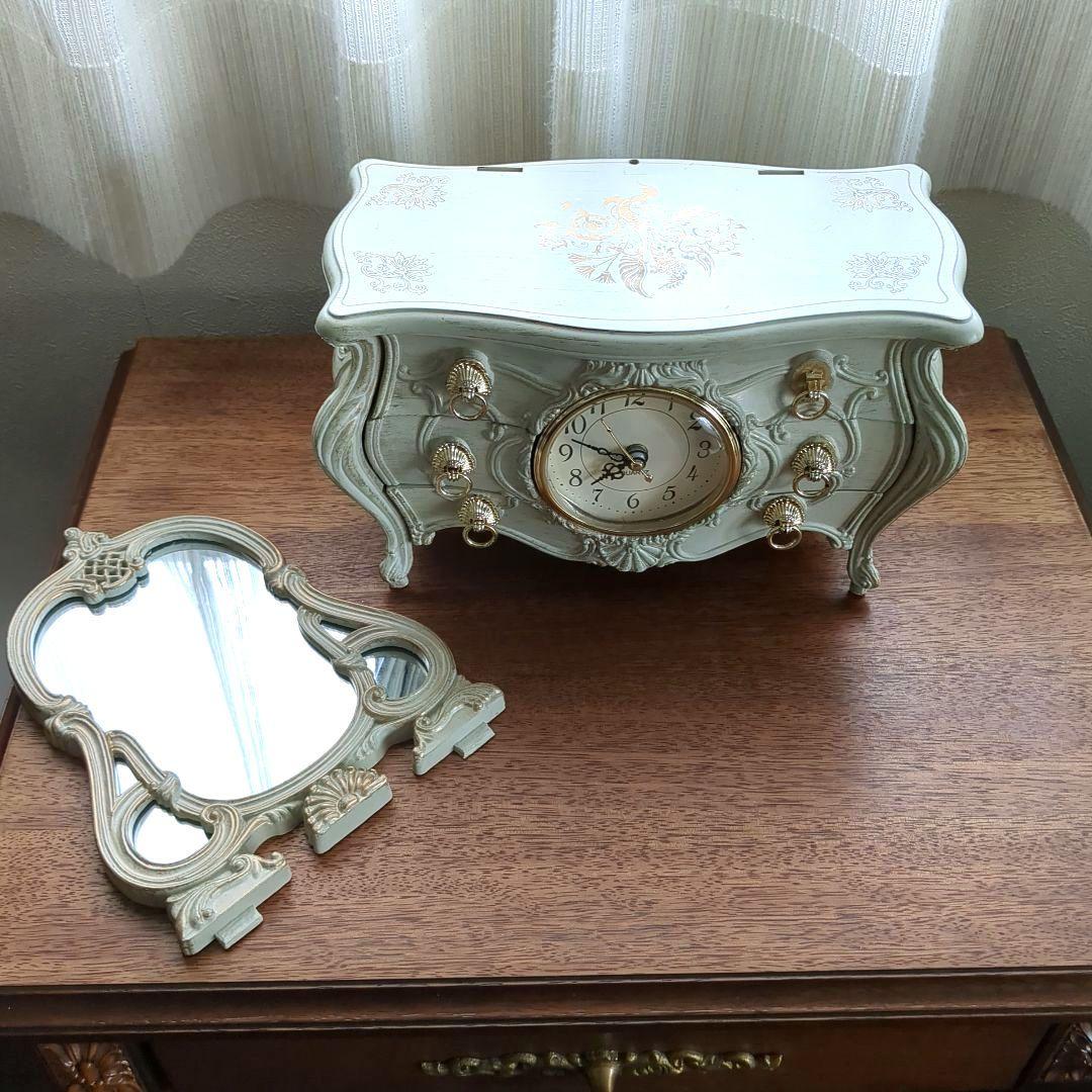ミニドレッサー ジュエリーボックス クラシックアンティーク 時計 ミラー