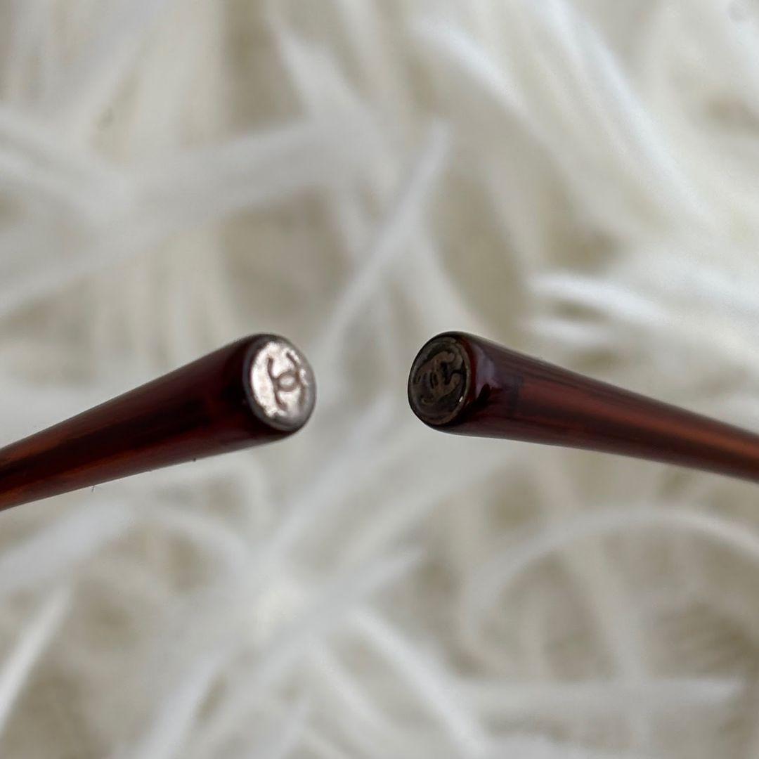 【激レア美品】シャネル　サングラス　リムレス　オーバル　ココマーク　黒系　茶色系