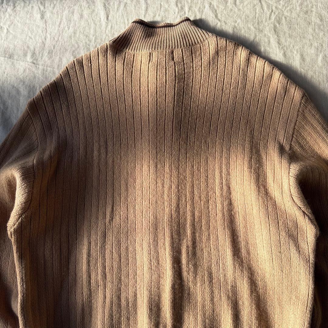 【希少】OLD STUSSY バイカラー ジップニット ブラウン ベージュ M