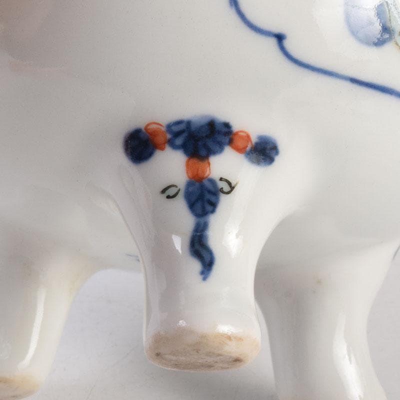 陶芸家　森野嘉光作　染錦　七福神図　双耳香炉　共箱　V　8506