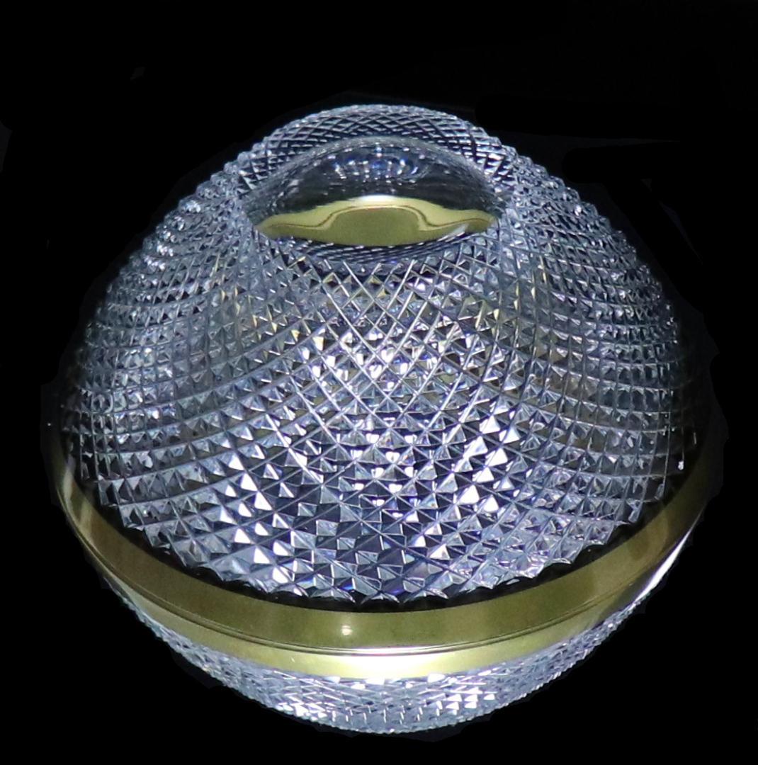 オールド・バカラ 春海商店特注 金縁霰切子鉢 大型 ギヤマン 義山 茶懐石道具