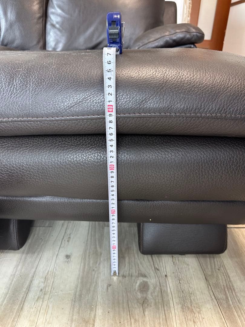 iDC 大塚家具 ソファ L型 220cm x 160cm 3人掛け 総革張り