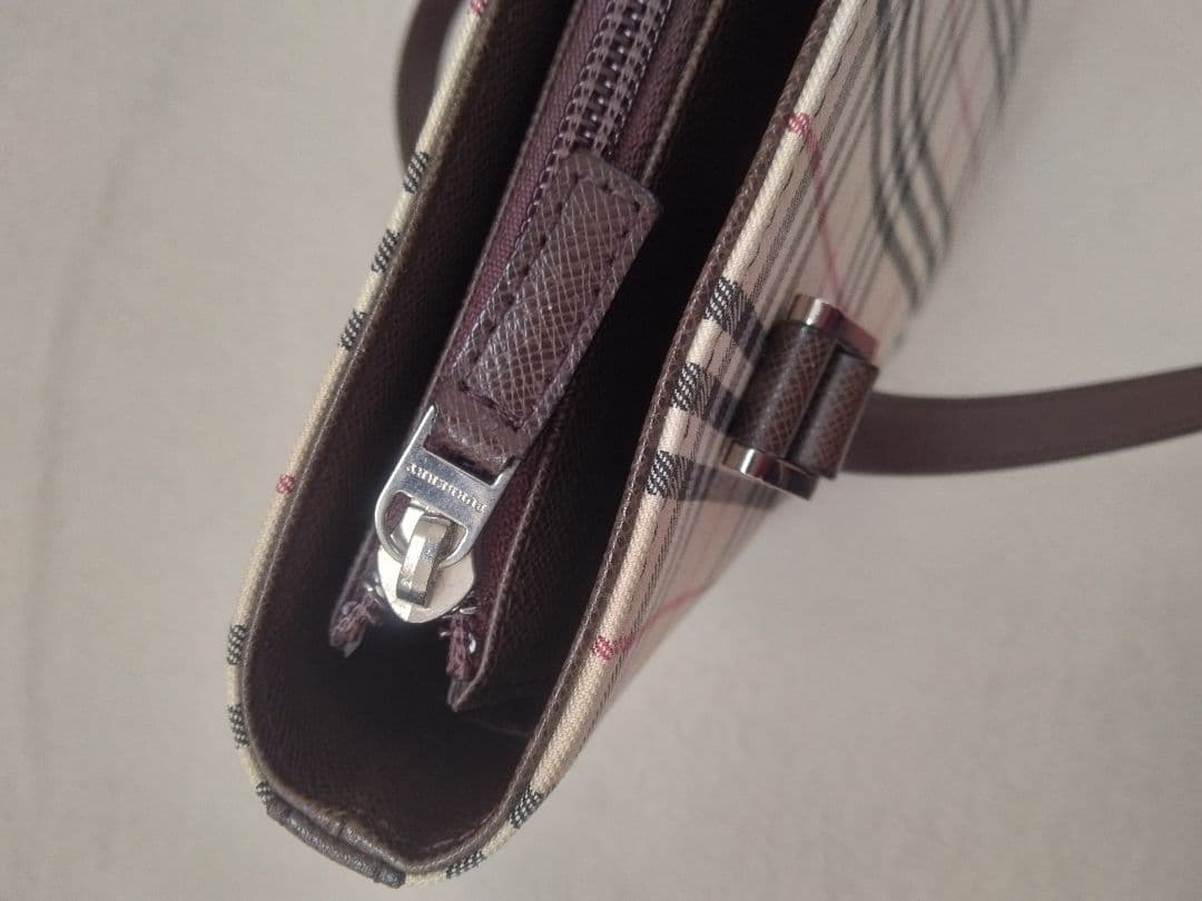 未使用品級　バーバリー ノバチェック トートバッグ レザー バケツ型　茶