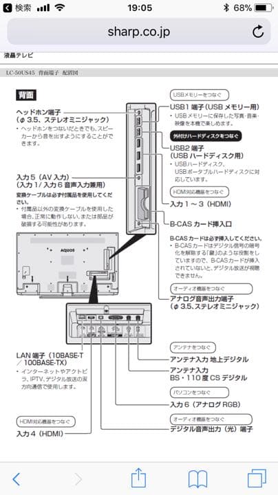 SHARP AQUOS  LC-50US45 テレビ