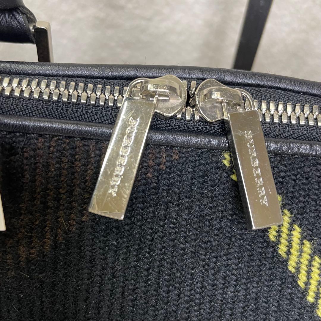 BURBERRY バーバリー ハンドバッグ チェック柄 ウール レザー