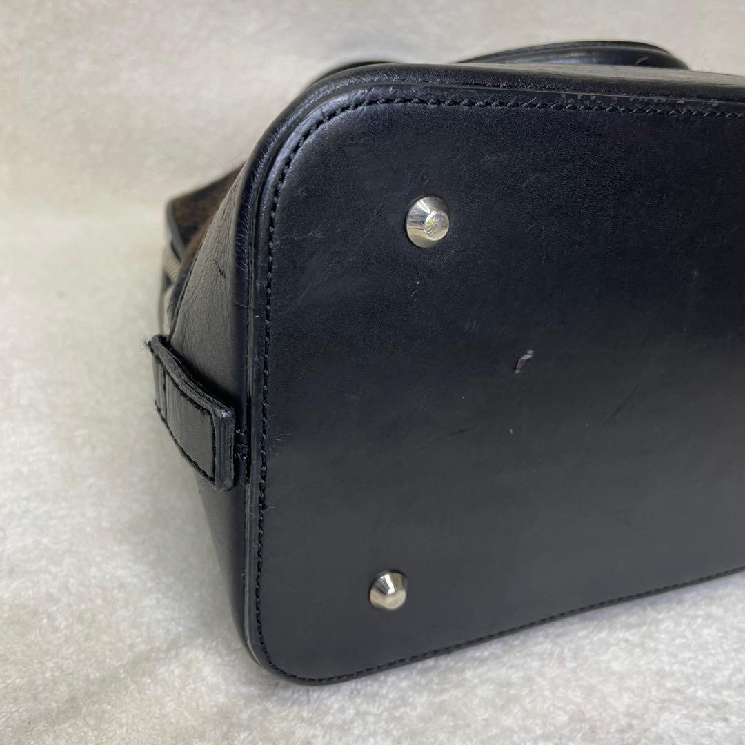 BURBERRY バーバリー ハンドバッグ チェック柄 ウール レザー