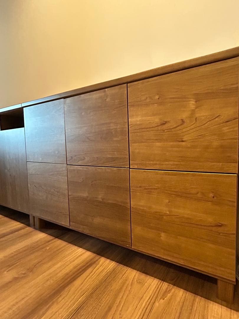 【日本製】キャビネット 幅110cm 木製 扉付き 本棚 収納棚　組立済み