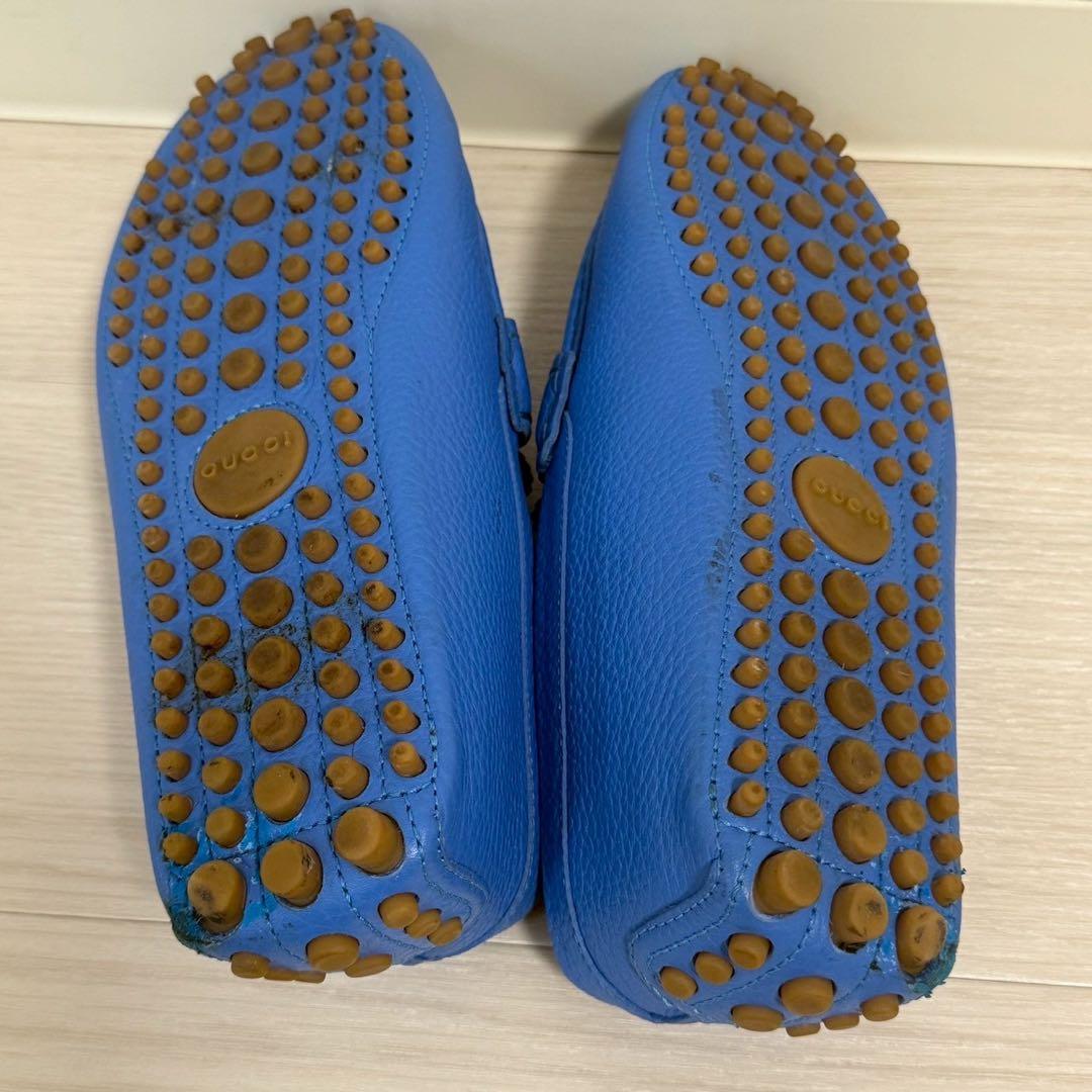 グッチ　 ドライビングシューズ　ホースビット　ビットローファー　ブルー 25cm