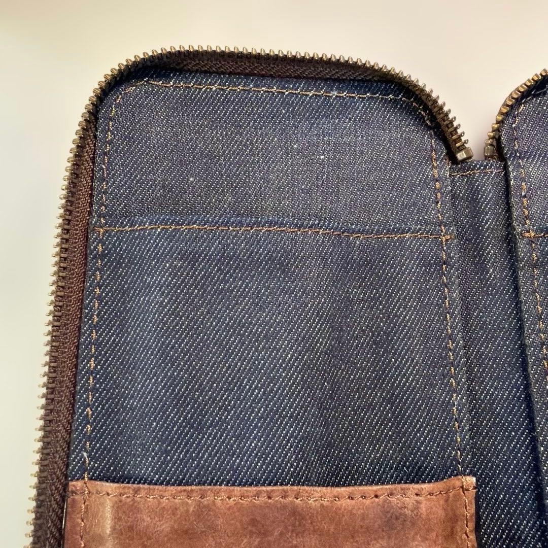 【13:00迄に購入で当日発送】Luddite レザー×デニムペンケース