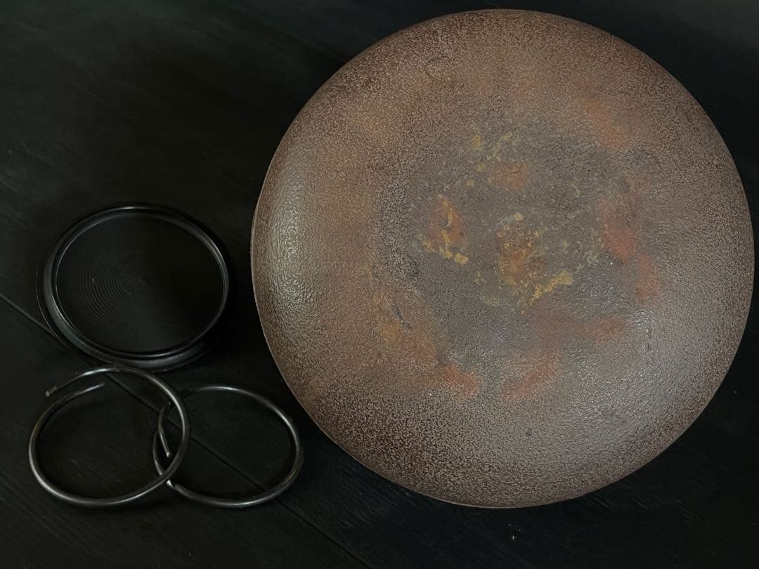 【美品】『母』 老松地紋 繰口肩衝釜 浄清 共箱 栞 炉釜 茶道具（129あ③）