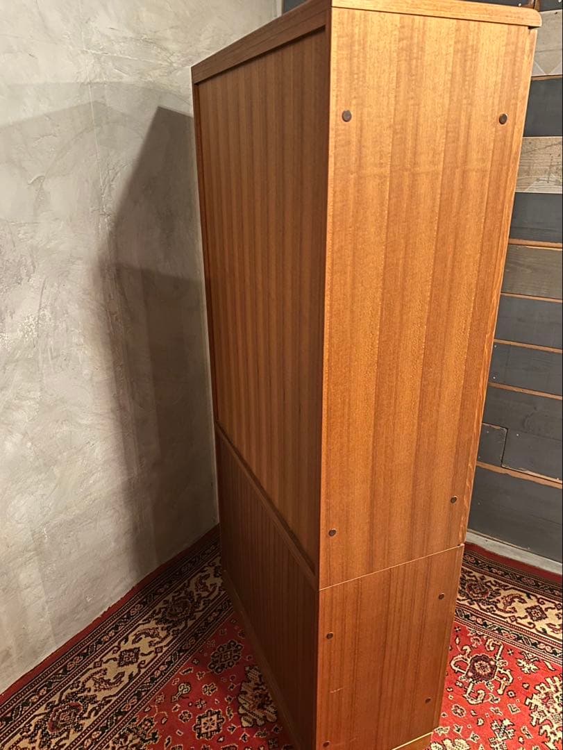 【東京都内23区配送無料】ビンテージ　レトロ　チーク材　食器棚　ショーケース　棚