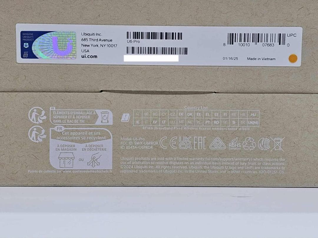 新品 Ubiquiti UniFi U6 Pro 無線LANアクセスポイント