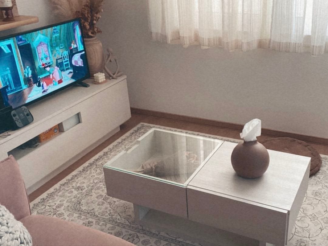 Francfranc パセ ローテーブル 引き出し付き 白 北欧 韓国