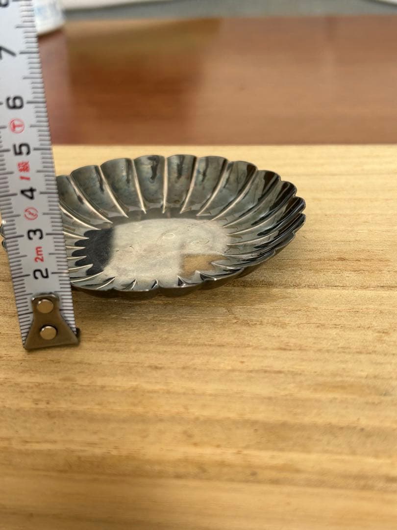 純銀　菊形銀茶器小皿 K.UYEDA銀製950 STERLING37g