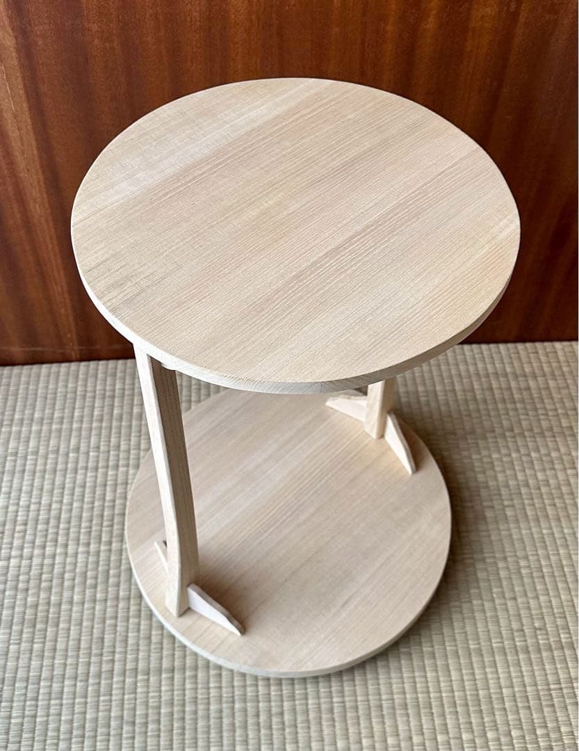 小林幸斎 作 利休好写【桐 丸卓】 組立式 桐木地 タナピタット付 茶道具 紙箱